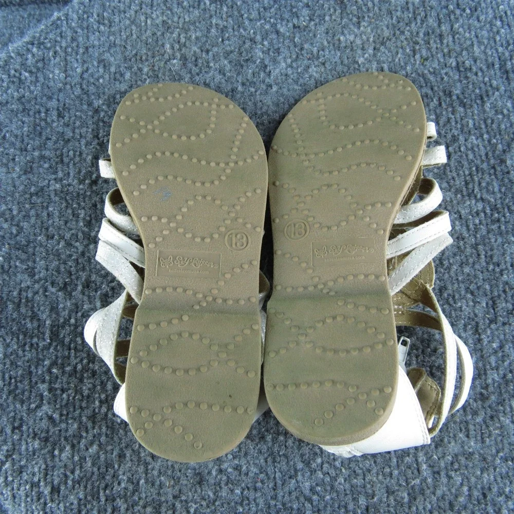 Self Esteem Youth Girls Strappy Shoes Size‎ 13 Medium White Synthetic Zip